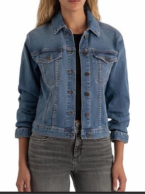 KUT From The Kloth Juliet Denim Jacket Medium Blue Stretch Jean Jacket